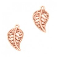 Metal charm Leaf 17x9mm Rosé gold